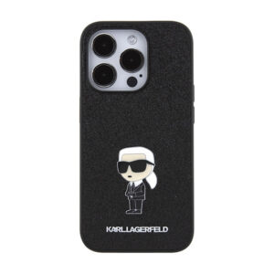 Karl Lagerfeld Fixed Glitter Ikonik Logo Metal Pin - Apple iPhone 15 Pro Max Case Black - Image 3