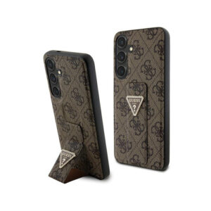 Guess Grip Stand 4G Triangle Strass Logo - Case Samsung Galaxy S24+ Brown - Image 1