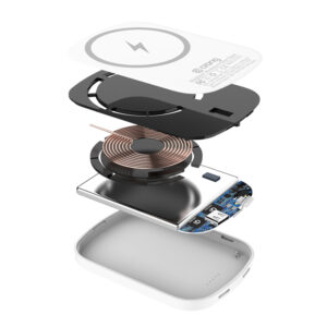 Crong MagSpot Power Bank - Wireless ultra slim power bank with MagSafe 5000mAh, USB-C 20W PD white - Image 2