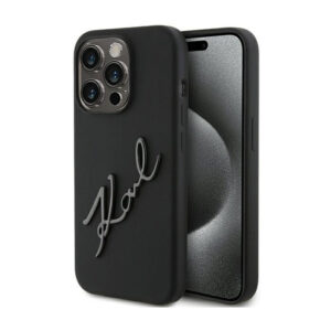 Karl Lagerfeld Silicone Karl Script - Apple iPhone 15 Pro Max Case Black - Image 1