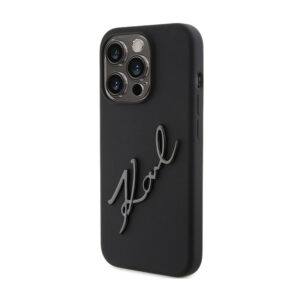 Karl Lagerfeld Silicone Karl Script - Apple iPhone 15 Pro Max Case Black - Image 2