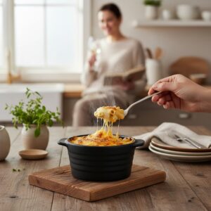 Alpina - Ceramic ovenproof dish with lid, round, 13x10 cm, 210 ml (black) - Image 4