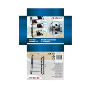 Alpina - Shoe Rack / Shelf / Stand 5-Tier 50x20x77 cm (Silver / Black) - Image 6