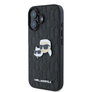 Karl Lagerfeld Monogram Karl & Choupette Head Pin - dėklas skirtas Apple iPhone 16 Plus black - Image 2