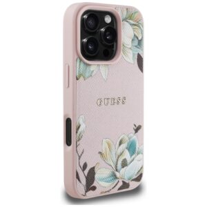 Guess Grained Printed Flower Pattern MagSafe - dėklas skirtas Apple iPhone 16 Pro pink - Image 4