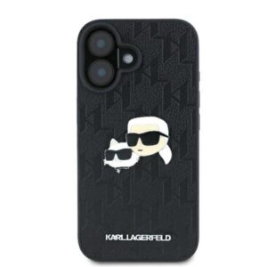 Karl Lagerfeld Monogram Karl & Choupette Head Pin - dėklas skirtas Apple iPhone 16 Plus black - Image 3