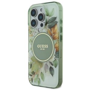 Guess IML Flower & Tonal Circle MagSafe - dėklas skirtas Apple iPhone 16 Pro Max Green - Image 2