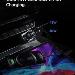 Spigen PC2200 Arcstation 2 - Car charger 2x USB-C 45W+30W PD (Black) - Image 3