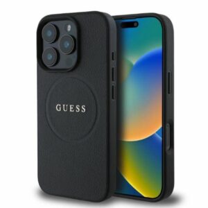 Guess Grained Ring MagSafe - dėklas skirtas Apple iPhone 16 Pro Max black - Image 1