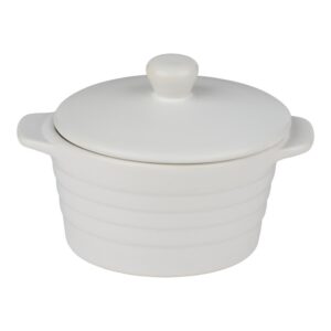 Alpina - Ceramic ovenproof dish with lid, round, 13x10 cm, 210 ml (white)