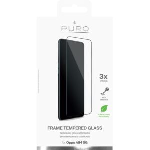 PURO Frame Apsauginis stiklas - Oppo A94 5G Apsauginis stiklas Protective Glass (Black Frame) - Image 3