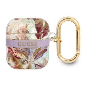 Guess Flower – dėklas skirtas Airpods 1/2 gen (Purple) - Image 1