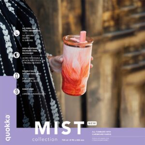Quokka Mist - Stainless Steel Thermal Mug 720 ml with Straw (Peach Petals) - Image 2