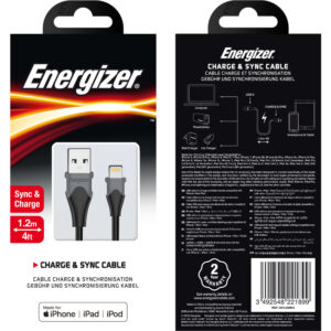 Energizer Classic - USB-A to Lightning connecting cable MFi certified 1.2m Black - Image 5