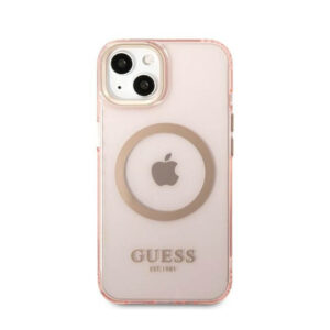 Guess Gold Outline Translucent MagSafe - dėklas skirtas Apple iPhone 13 Pink - Image 3