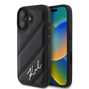 Karl Lagerfeld Quilted Signature - dėklas skirtas Apple iPhone 16 Plus juodos spalvos - Image 1