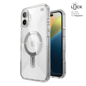 Speck Presidio Perfect-Clear Grip ClickLock & MagSafe - dėklas skirtas Apple iPhone 16 Plus Clear / Chrome Finish / Serene Silver - Image 1