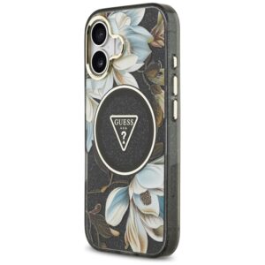 Guess IML Glitter Flowers Triangle MagSafe - dėklas skirtas Apple iPhone 17 black - Image 2