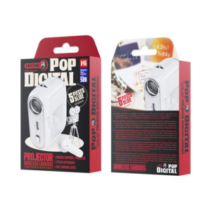 WEKOME S28 Pop Digital Series - Bluetooth V5.3 TWS belaidės ausinės su charging case su projector function baltos spalvos - Image 3
