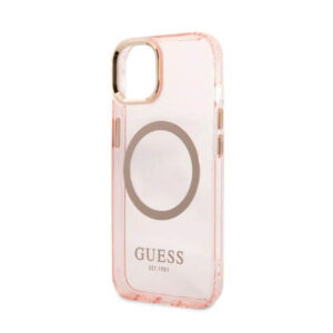 Guess Gold Outline Translucent MagSafe - dėklas skirtas Apple iPhone 13 Pink - Image 6