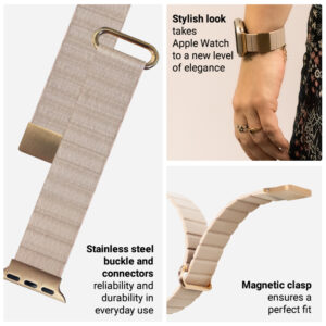 Crong Eclipse – Leather magnetic apyrankė skirta Apple Watch 38/40/41/42 mm beige - Image 6