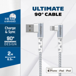 Energizer Ultimate - USB-A to Lightning 90° MFi certified gaming cable 2m White - Image 2