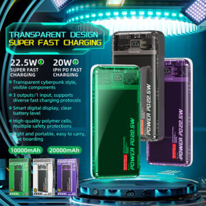 WEKOME WP-353 Vanguard Series - Power bank 10000 mAh PD 20W + QC 22.5W (Purple / Transparent) - Image 2