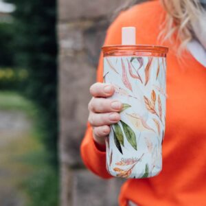 Quokka Mist - Stainless Steel Thermal Mug 720 ml with Straw (Falling Leaves) - Image 3