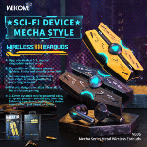 WEKOME VB06 Mecha Series - Bluetooth V5.3 TWS wireless headphones with charging case Tarnish - Image 2