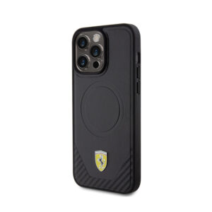 Ferrari Carbon Metal Logo MagSafe - dėklas skirtas Apple iPhone 15 Pro Max Black - Image 2