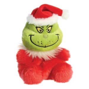 Grinch - Plush toy / cuddly sitting Grinch in Santa Claus outfit 13 cm from the Palm Pals collection Eco-Friendly - Image 2
