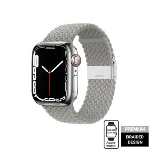 Crong Wave Band – Braided strap for Apple Watch 44/45/46/49 mm (light gray) - Image 2