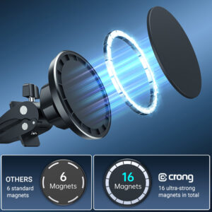 Crong Carclip Magnetic - MagSafe magnetic car mount black - Image 3