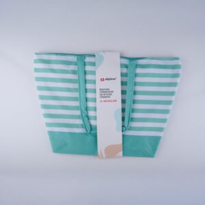 Alpina - Striped Beach Bag 49.3x16x34 cm (Turquoise / White) - Image 2
