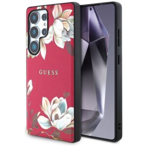 Guess Grained Printed Flower Pattern MagSafe - dėklas skirtas Samsung Galaxy S25 Ultra fuchsia - Image 1