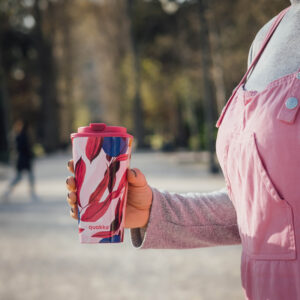 Quokka Vaso Cafe Doble Pared - Plastic mug with double walls 450 ml (Satsuma) - Image 2