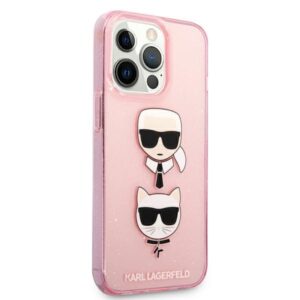 Karl Lagerfeld Glitter Karl & Choupette Head - dėklas skirtas Apple iPhone 13 Pro Pink - Image 4