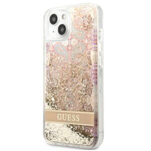 Guess Liquid Glitter Paisley – dėklas skirtas Apple iPhone 13 mini Gold - Image 2