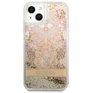 Guess Liquid Glitter Paisley – dėklas skirtas Apple iPhone 13 mini Gold - Image 3