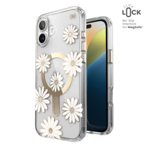 Speck Presidio Lux ClickLock & MagSafe - dėklas skirtas Apple iPhone 16 Plus Sunshine Daisies / Clear / Gold - Image 1