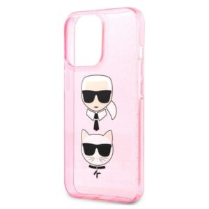 Karl Lagerfeld Glitter Karl & Choupette Head - dėklas skirtas Apple iPhone 13 Pro Pink - Image 6