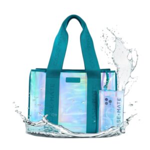 Case-Mate Large Travel Tote Bag – Waterproof Shoulder Bag with Phone Pouch (Emerald Blue Soap Bubble) - Image 1