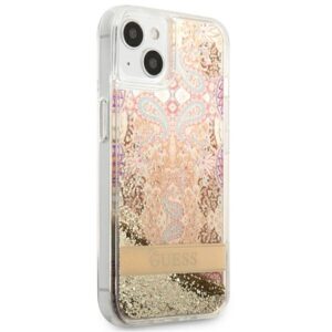 Guess Liquid Glitter Paisley – dėklas skirtas Apple iPhone 13 mini Gold - Image 4