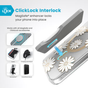 Speck Presidio Lux ClickLock & MagSafe - dėklas skirtas Apple iPhone 16 Plus Sunshine Daisies / Clear / Gold - Image 2