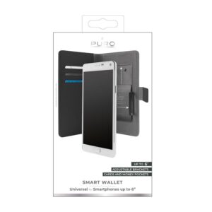 PURO Smart Wallet - Universal case with a holder for taking photos with pockets for cards and money, size XXL juodos spalvos - Image 6