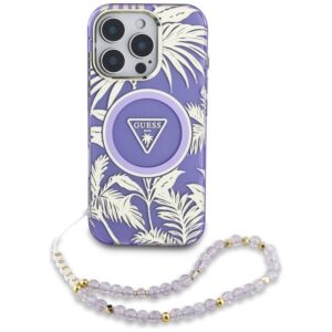 Guess Palm Trees Triangle Pearl Strap MagSafe - dėklas skirtas Apple iPhone 16 Pro Max purple - Image 2