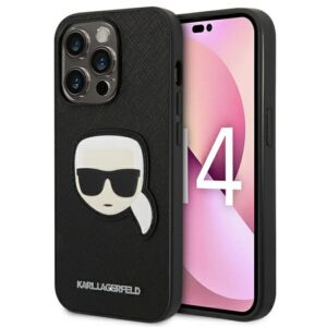 Karl Lagerfeld Saffiano Karl Head Patch dėklas skirtas Apple iPhone 14 Pro Max Black - Image 1