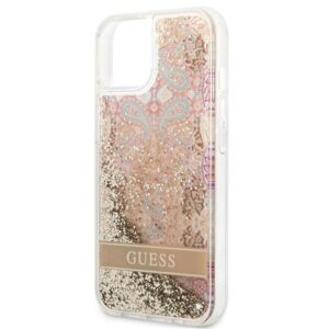 Guess Liquid Glitter Paisley – dėklas skirtas Apple iPhone 13 mini Gold - Image 6