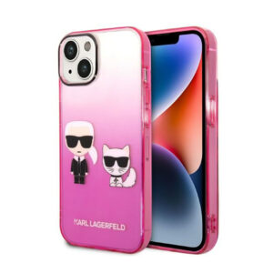 Karl Lagerfeld Gradient Ikonik Karl & Choupette - dėklas skirtas Apple iPhone 14 Plus Pink - Image 1