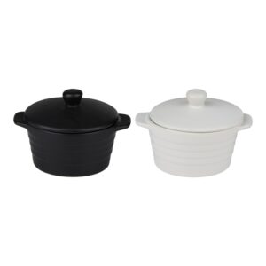Alpina - Ceramic ovenproof dish with lid, round, 13x10 cm, 210 ml (black) - Image 5